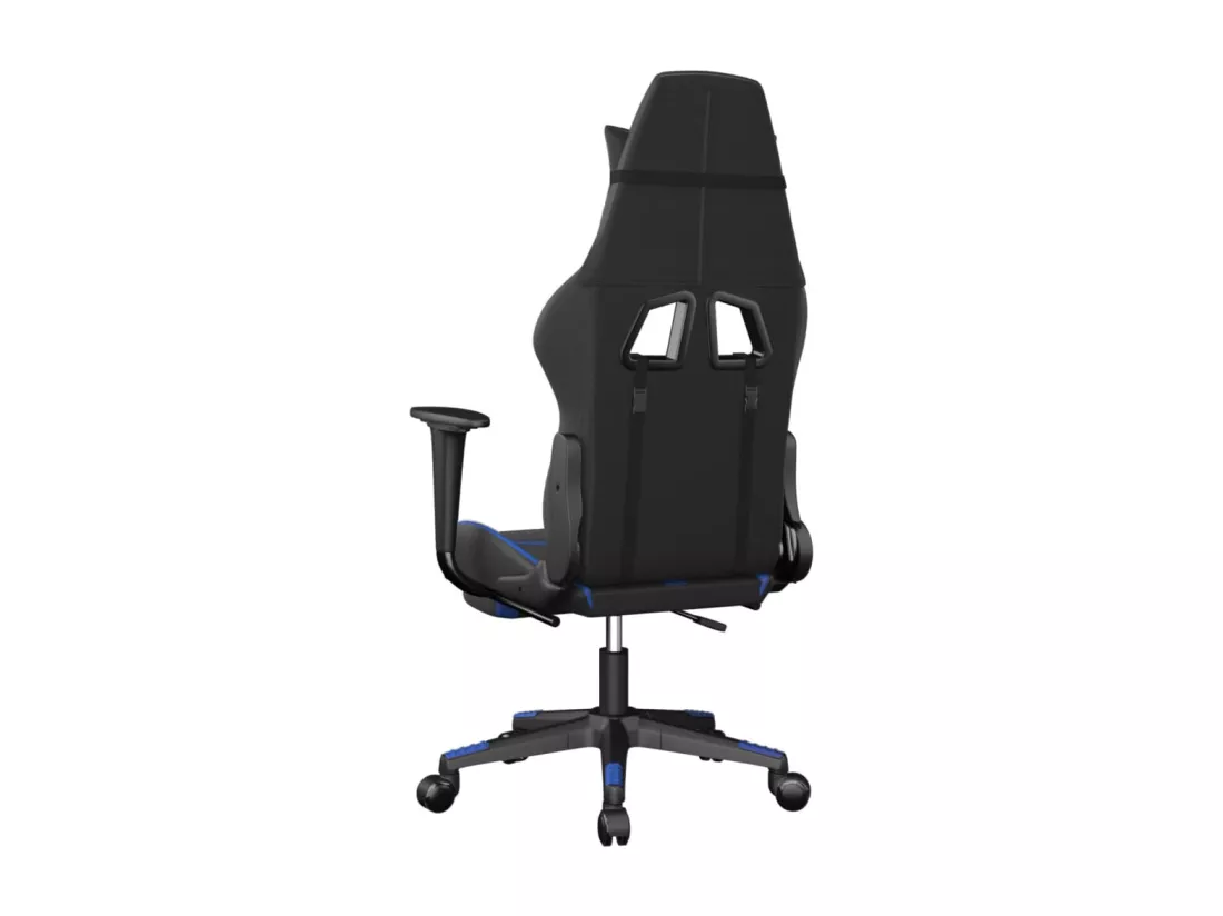 Chaise de jeu de massage et repose-pied Noir et bleu Similicuir