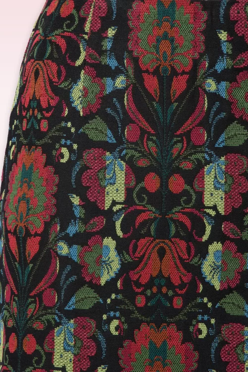 Louche Aubin Folk jacquard minirok in zwart en multi