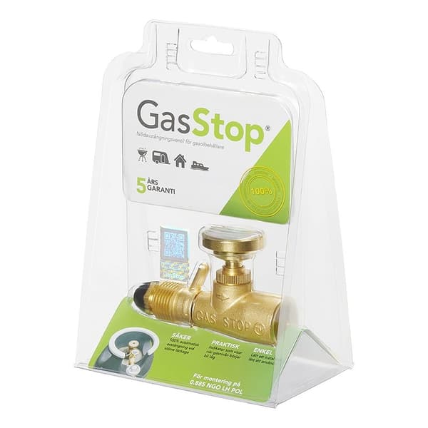 GasStop nødstengeventil for propangassflasker SE 0.885 NGO LH POL (G.10) GSSE1