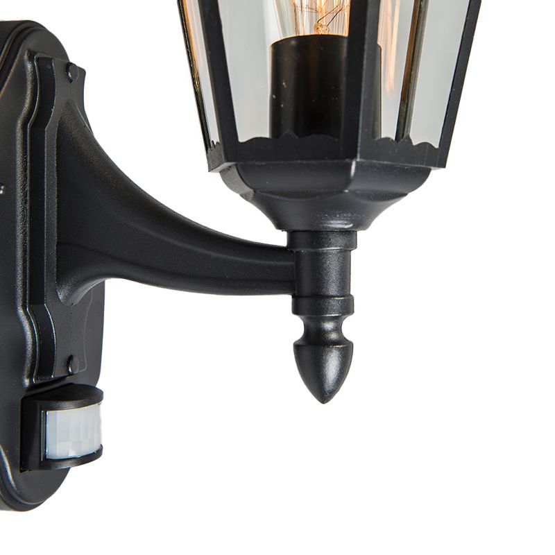 Buiten wandlantaarn zwart met bewegingssensor IP44 - New Orleans Up