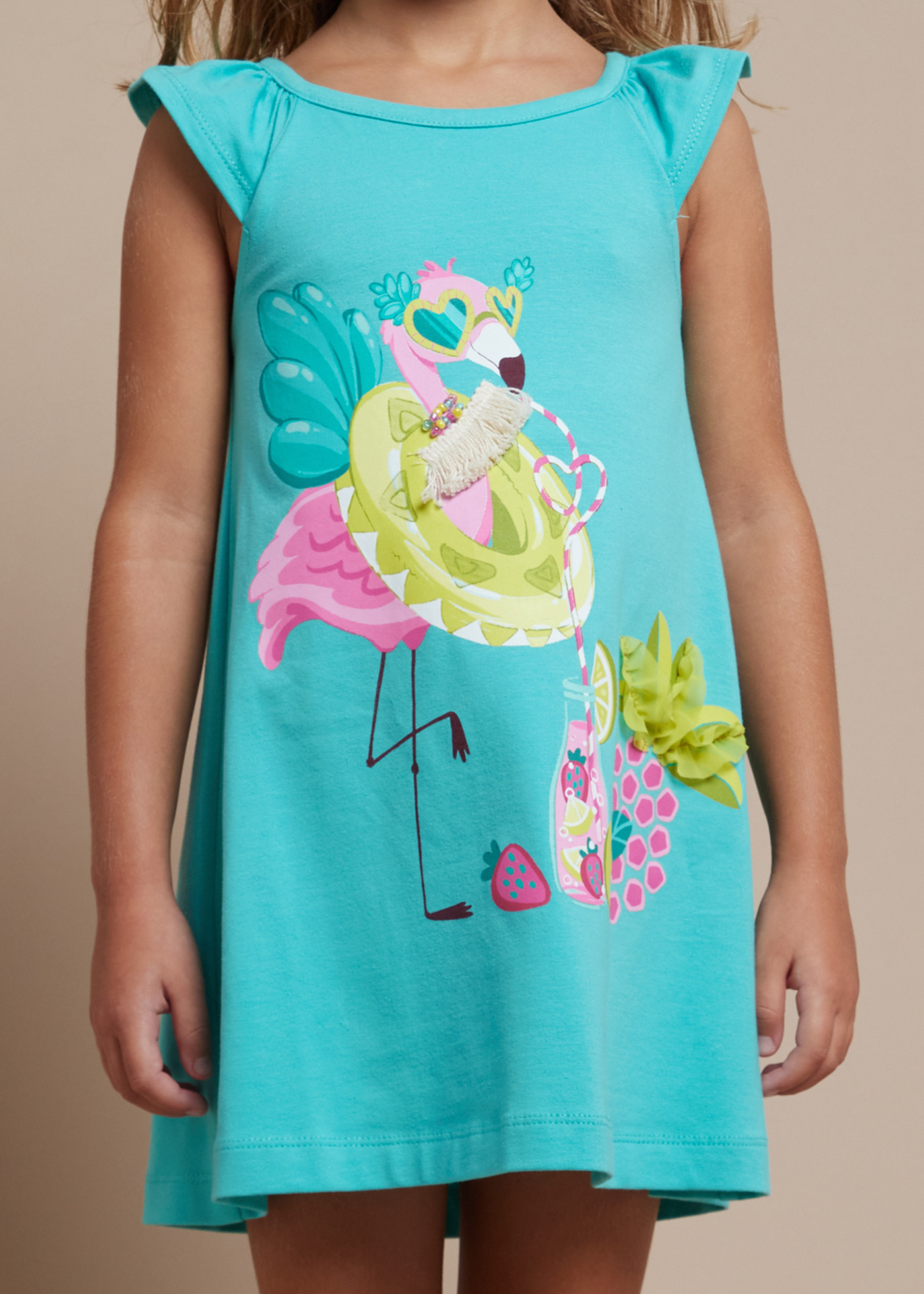 Vestido Better Cotton com estampa de kiwi para meninas