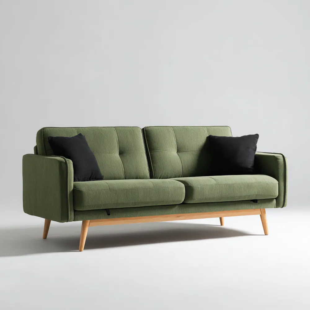 2-Sitzer-Sofa Stoff 150x85x80 cm – Olivgrün – Skandinavisches Design