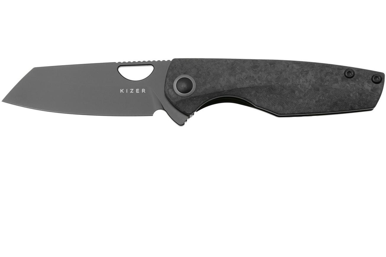 Kizer Sparrow Ki3628A2 Black CPM S45VN, Marble Carbon Fiber/Titanium zakmes, Vincent Rizzo design