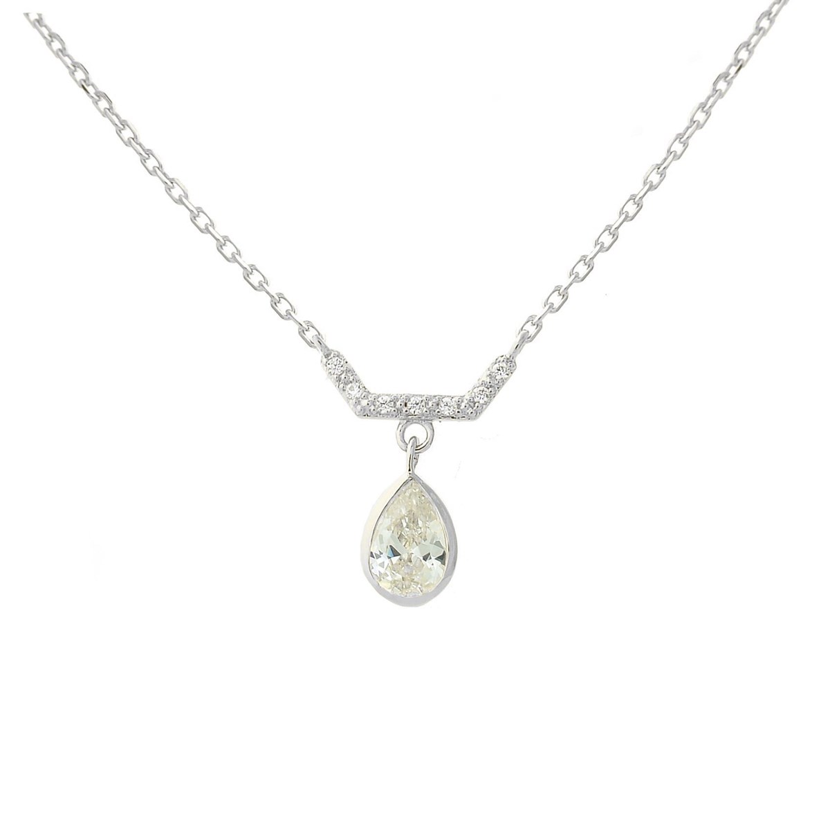 Collier goutte d'oxyde de zirconium Argent 925 Rhodié