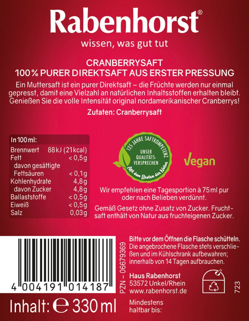 Rabenhorst Cranberry Muttersaft