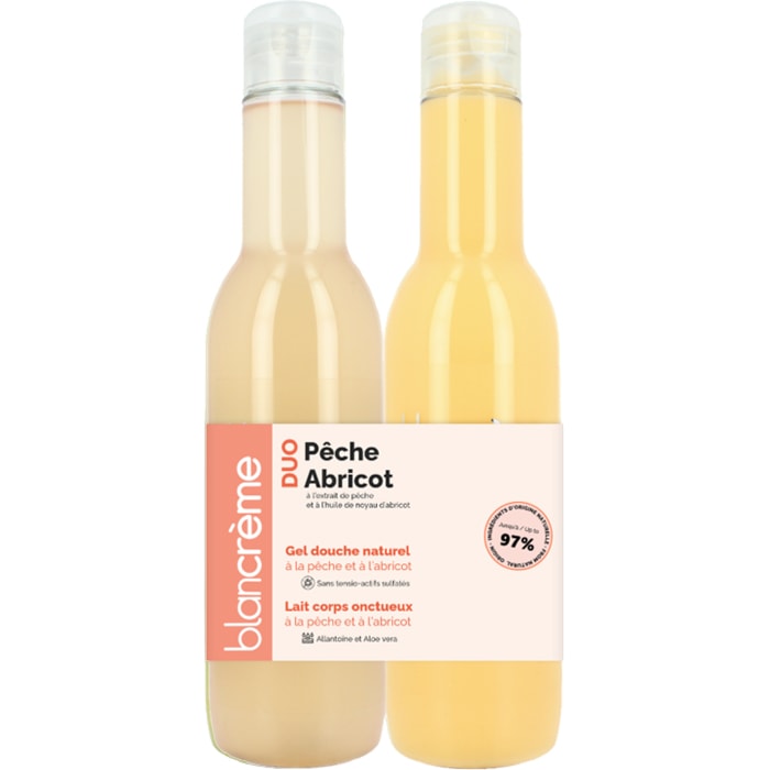 Gel douche & lait hydratant - Pêche & abricot - Corps - 2 x 200 ml