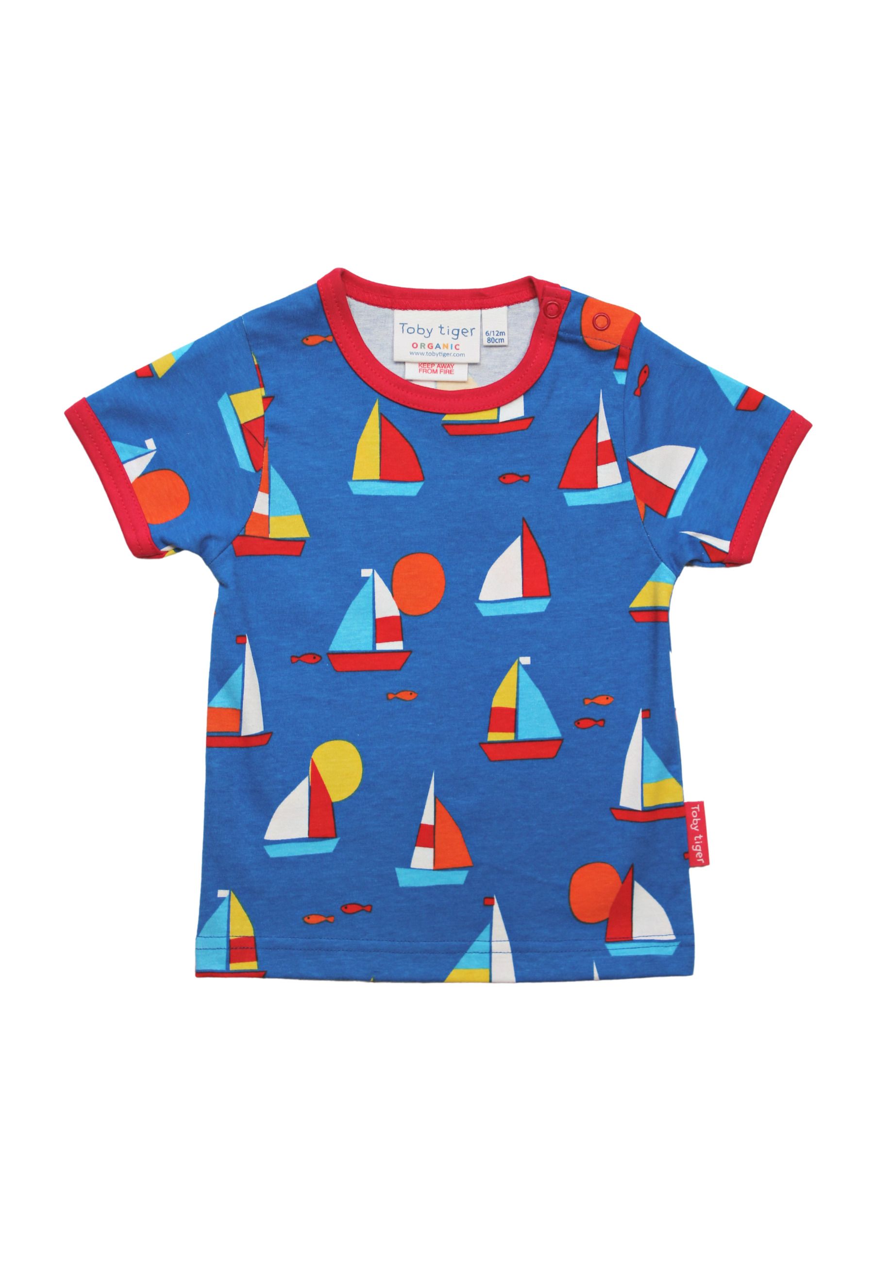 Toby Tiger Kurzarmshirt mit Segelboot Print