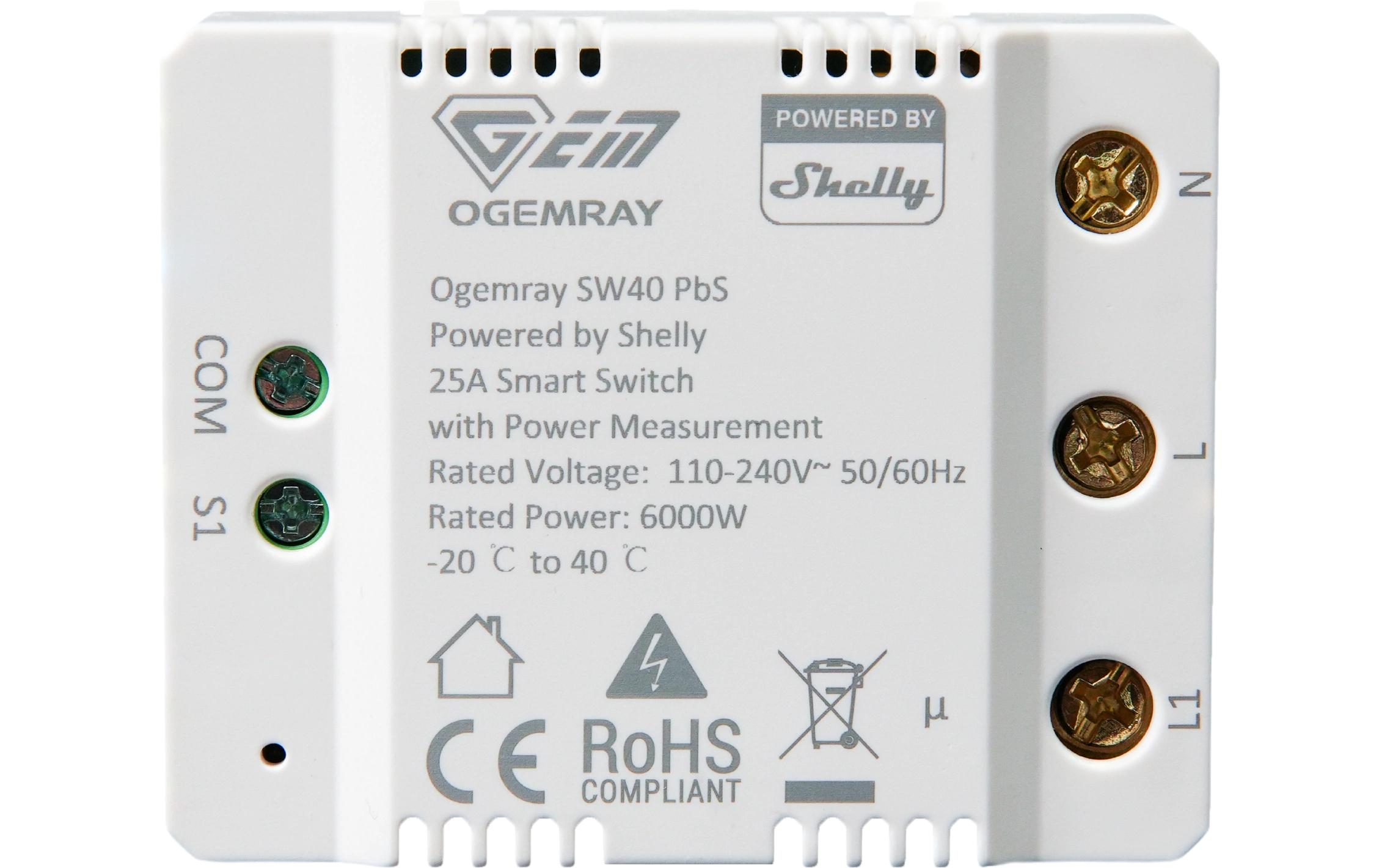 Ogemray Smart Relay 25 A 6000 WSmartes Relais für die präzise Steuerung grosser Geräte bis zu 25 A / 6000 W