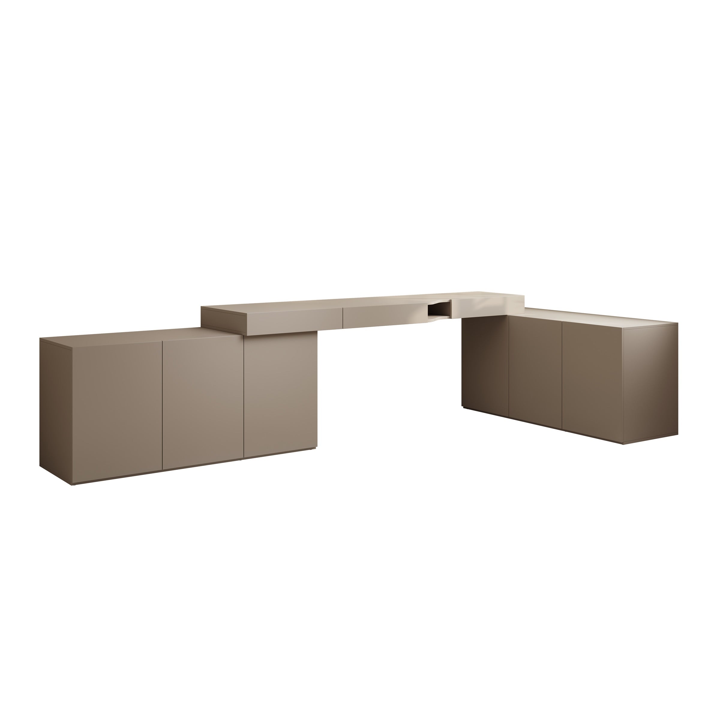 Meubella - Whenua 4 - Bureau rechts - Beige - 338x141x79 cm