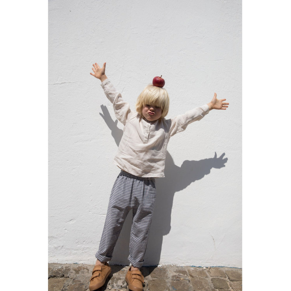 Køb MarMar Cotton Linen Marine Check Panto Bukser