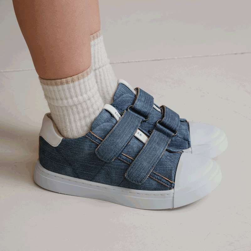 Shoesme sneaker met spijkerstof Microfiber leer | Jongens schoenen