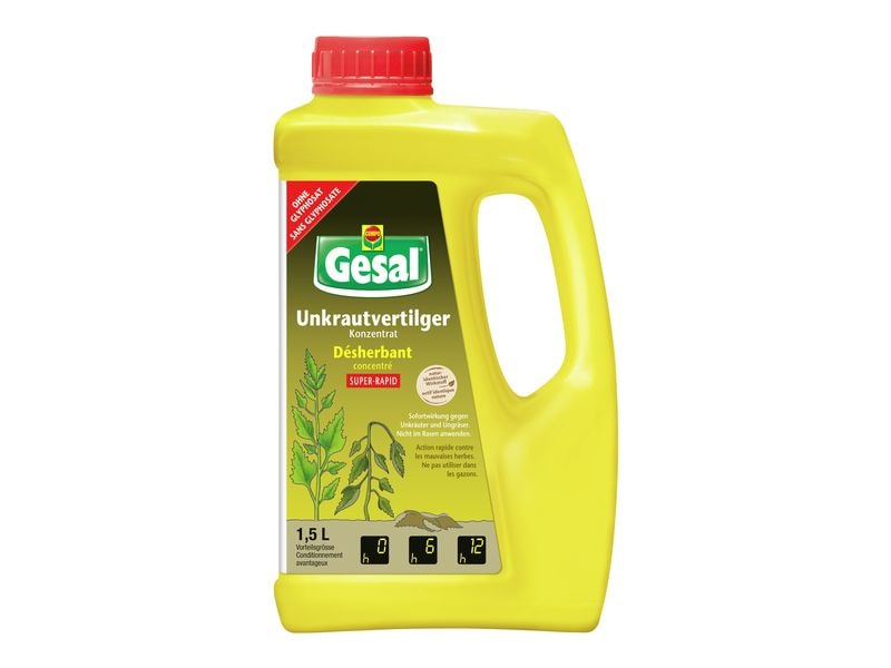Gesal Unkrautvernichter Super-Rapid Konzentrat 1500 ml Breit wirksam gegen Unkräuter, Gräser und Moos