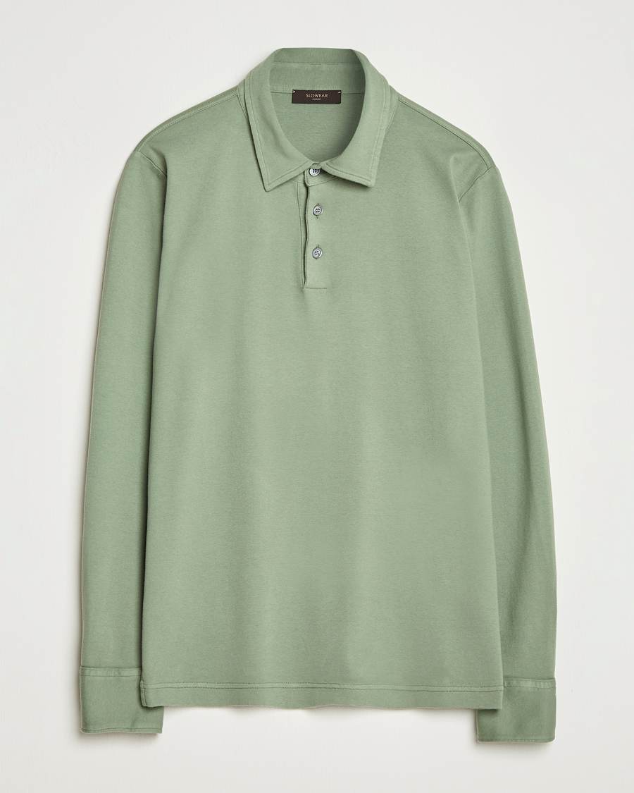 Zanone Heavy Jersey Long Sleeve Polo Sage