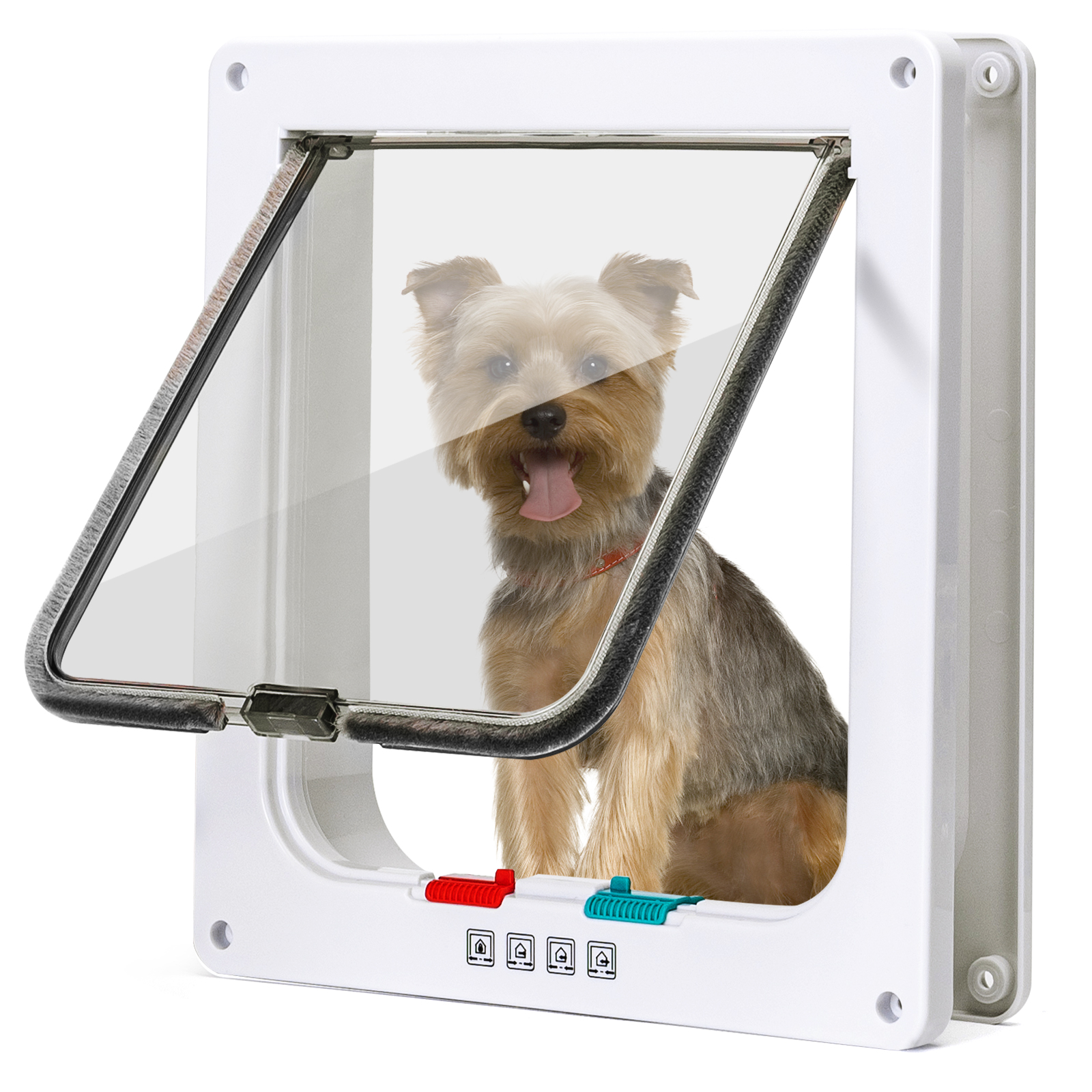 Nobleza - Porta para Gatos, Porta para Gatos com Fecho Magnético em 4 Direções, Porta para Animais de Estimação para Gatos e Cães de Pequeno Porte, Porta para Gatos com Vidro Transparente (Branca, G)