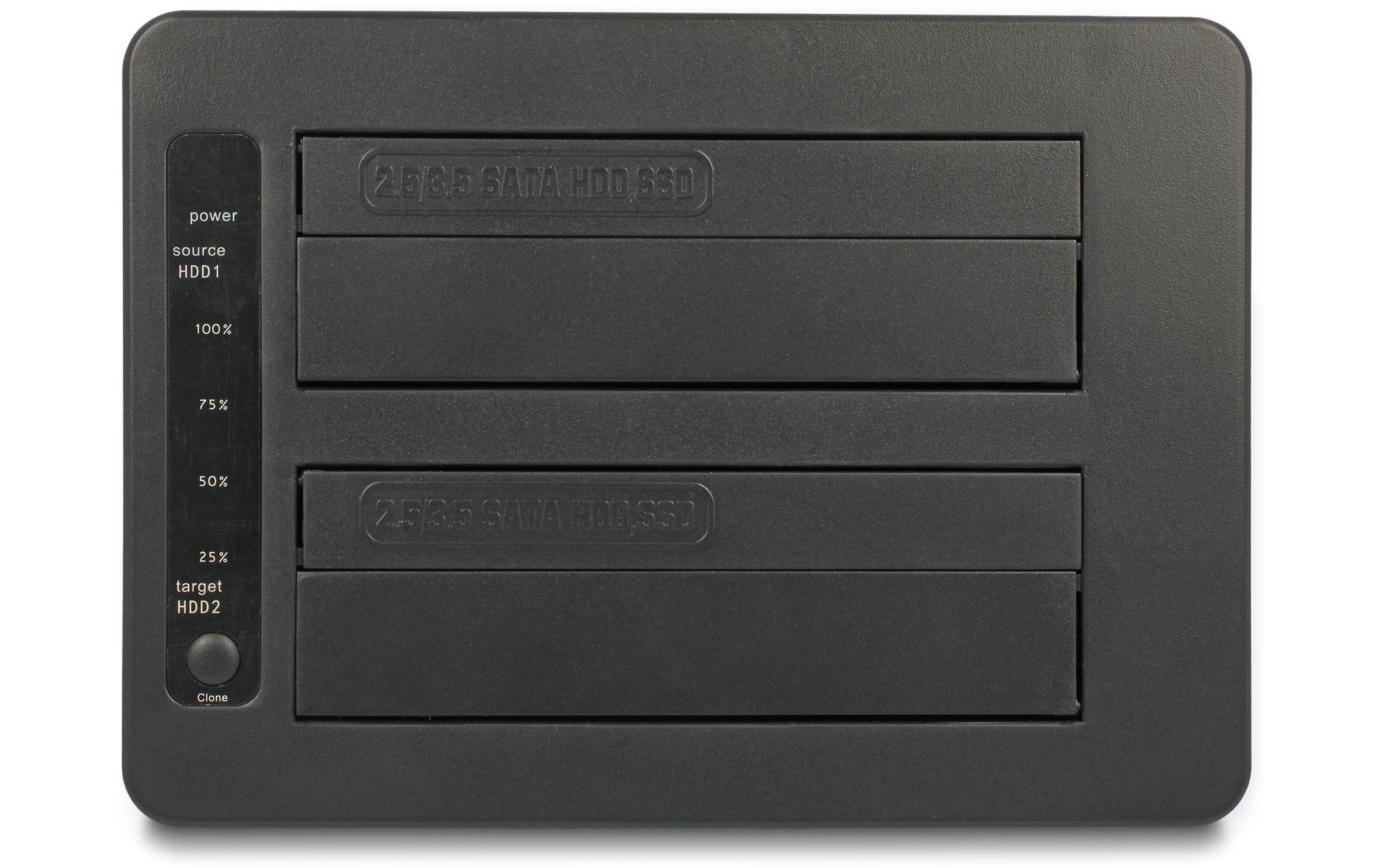 Docking- und Klonstation USB-C – 2 x SATA HDD/SSDUSB-Dockingstation für 2 x SATA HDD/SSD mit Klon Funktion und Card Reader