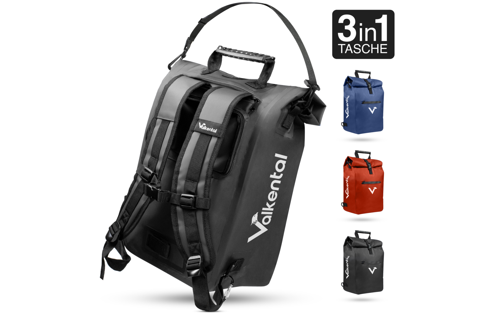 Valkental ValkOne 3-in-1 Fahrradtasche 25 Liter grün