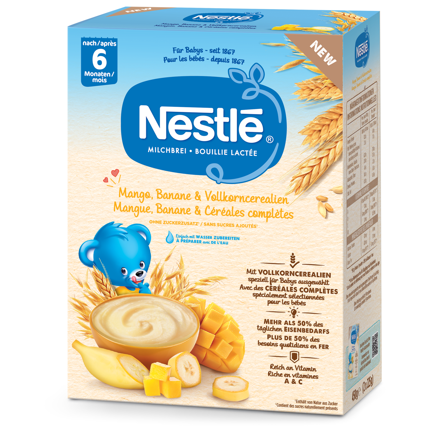 NESTLE Milchbrei Plv Mango Banane & Vollkorncerealien 6 Monate 450 g