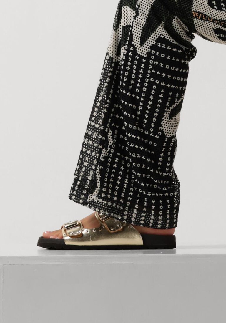 gouden lina locchi slippers 2 gesp slipper met studs