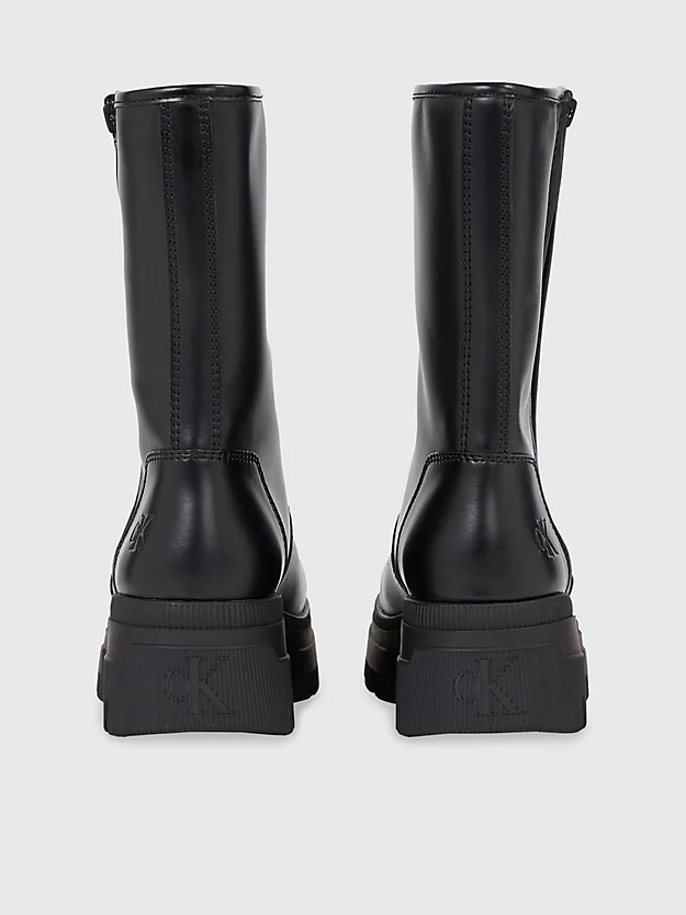 Botas de couro com salto plataforma