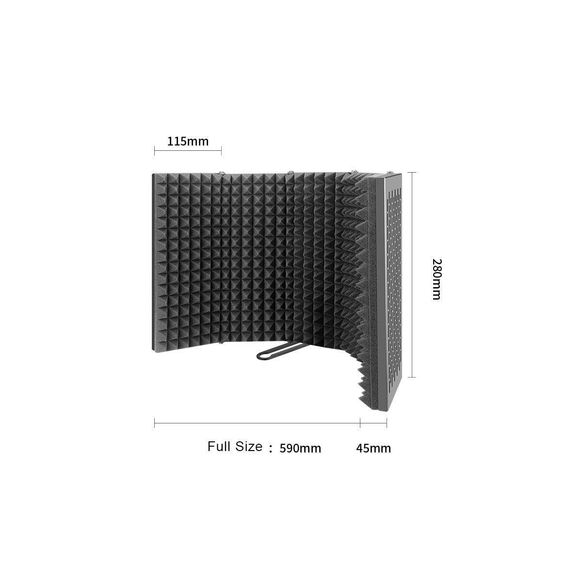 Mikrofonskjerm med 2 lag 5-vegg Akustiske filtre Sammenleggbar 59x28x4cm Akustisk skjerm Lyddemper for mikrofoner refleksjonsfilter