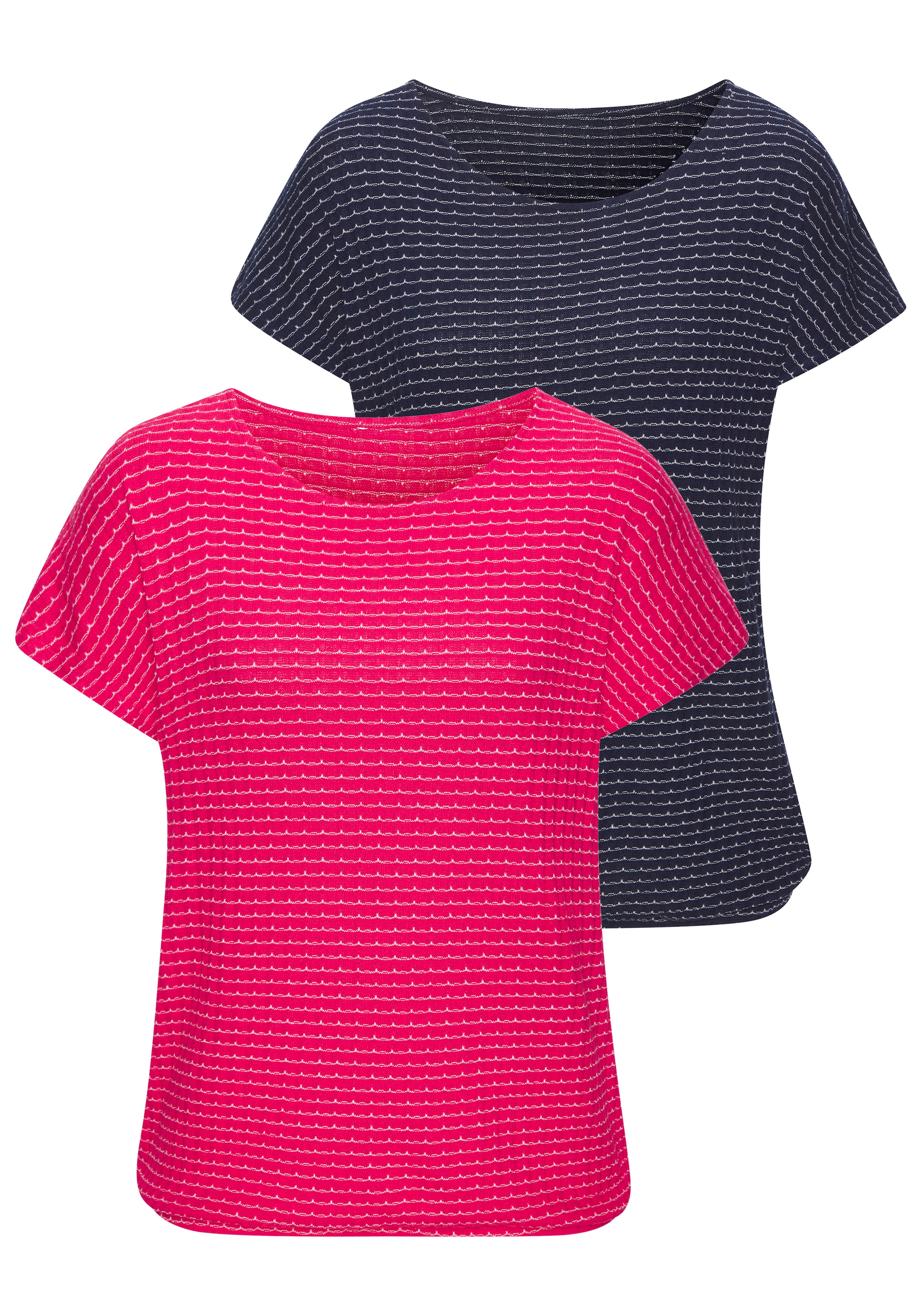 Vivance Kurzarmshirt »aus strukturierter Strickqualität« Set,  mit Gummizug im Bund