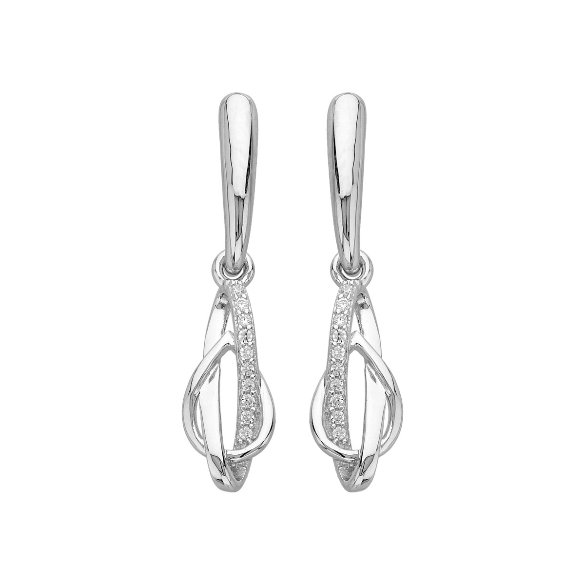 Boucles d'oreilles pendantes en Argent avec oxyde de zirconium blanc