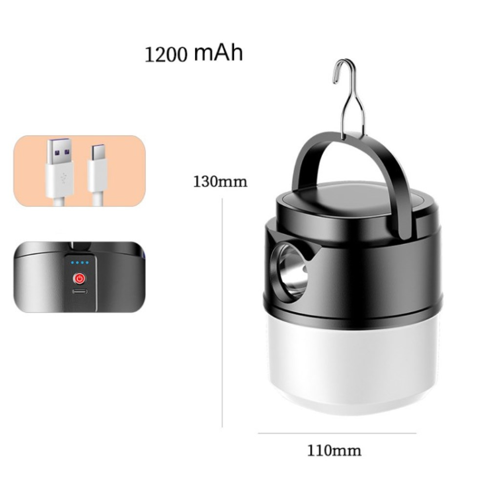 2in1 LED Outdoor Laterne USB Camping Lampe / 1200mAh USB C Powerbank Wasserfest IP65 - Kaltweiss