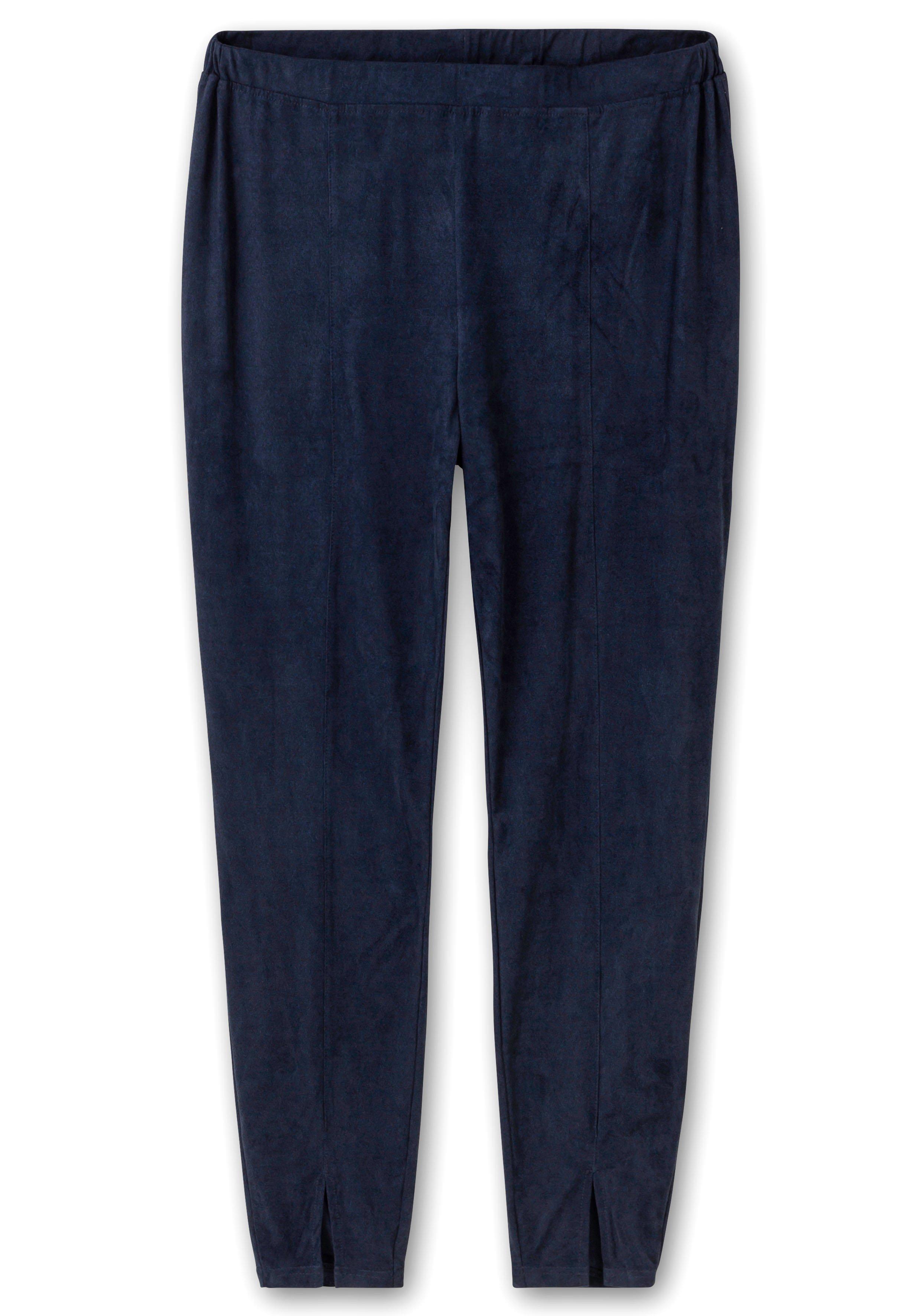 Leggings mit Schlitz am Saum, in Velourslederoptik