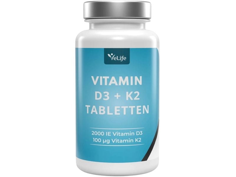 VeLife Vitamin D3   K2 120 Tabletten Das Sonnenvitamin für starke Knochen, Immunsystem und Muskelfunktion