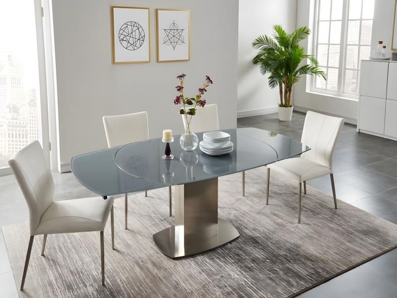 TALICIA - Eettafel - Uitschuifbaar - Gehard Glas - Grijs - 6 tot 8 Personen
