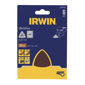 Irwin schuurvel voor Makita Tristar, zelfklevend K80, 6 stuks