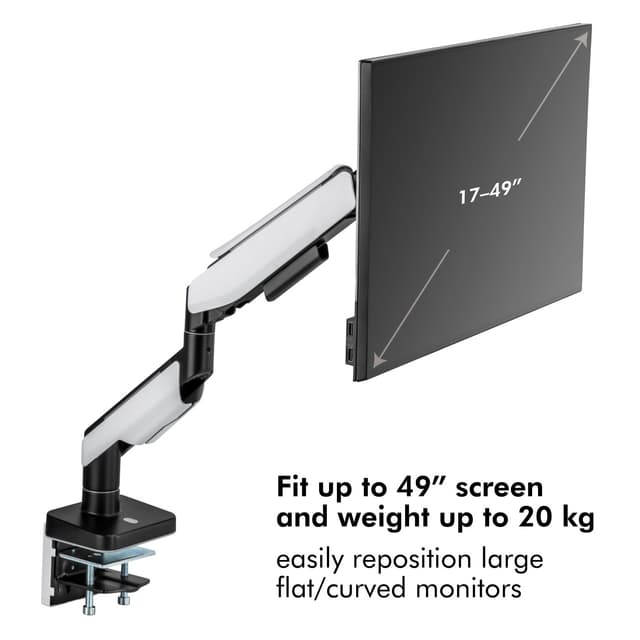 LogiLink Gaming-monitorarm 17-32 med belysning Svart/Vit