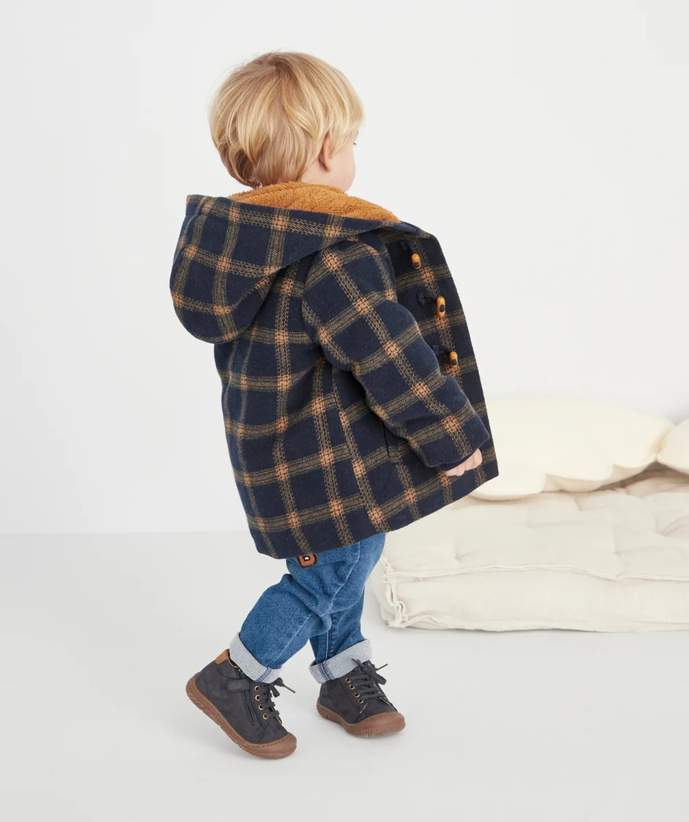 DUFFLE-COAT À CARREAUX EN REMBOURRAGE RECYCLÉ BÉBÉ GARÇON