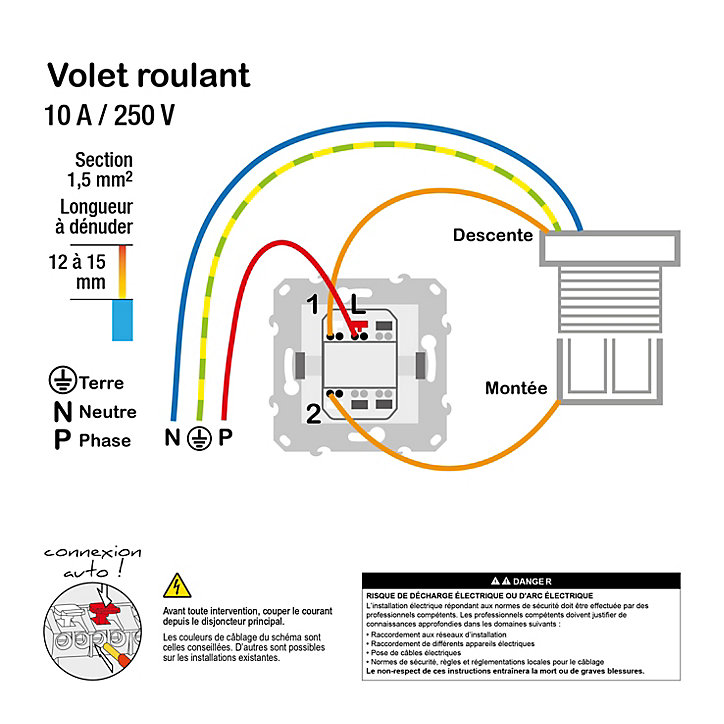 Mécanisme interrupteur va-et-vient de volet roulant Schneider Electric Unica Déco aluminium