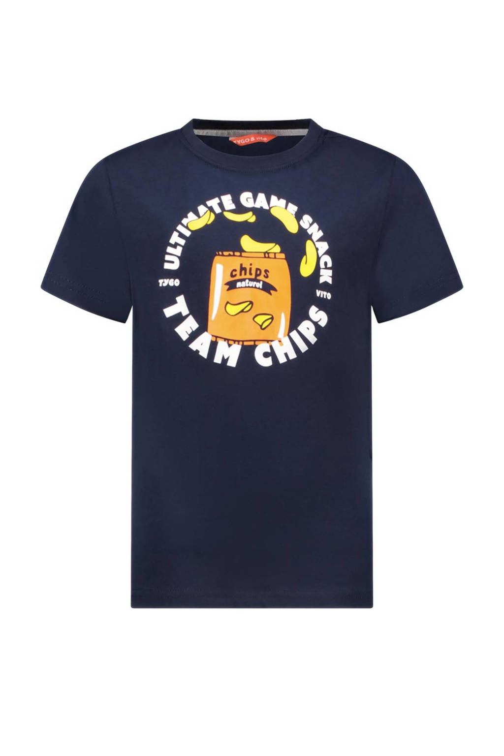 TYGO & vito T-shirt Jaimy met printopdruk donkerblauw/multi