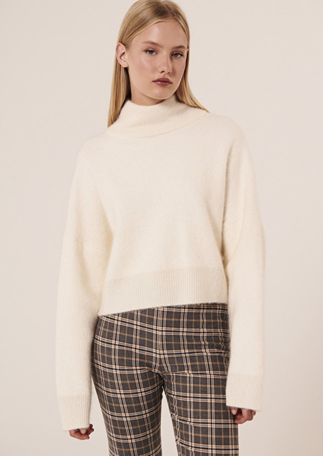 Pull Paradiseécru en mohair et alpaga