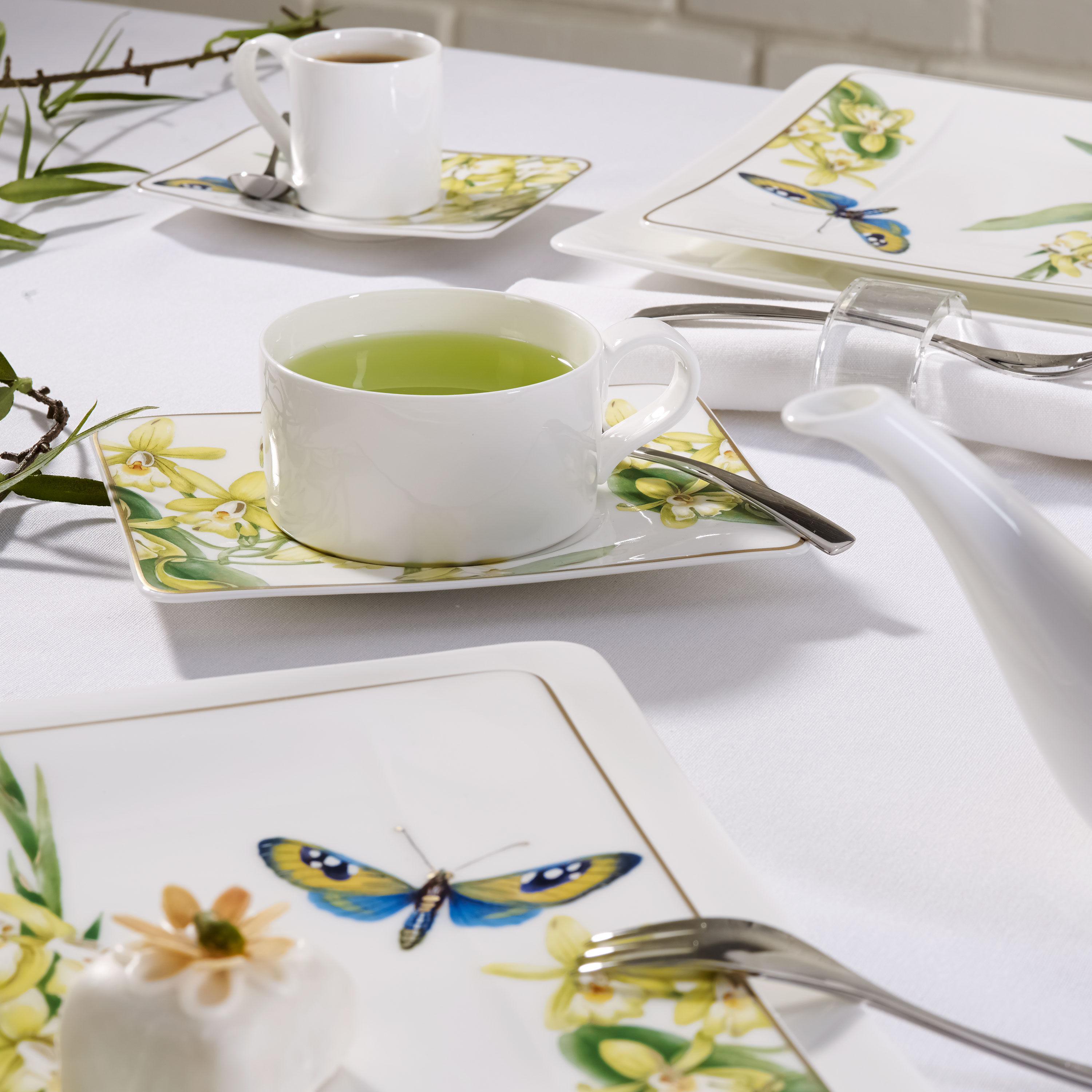 Amazonia Espresso cup saucer Multi-colored, 5.6'' x 5.6'', Premium Bone Porcelain