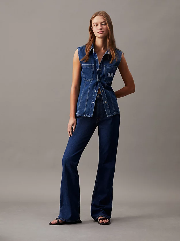 Camisa jeans sem mangas
