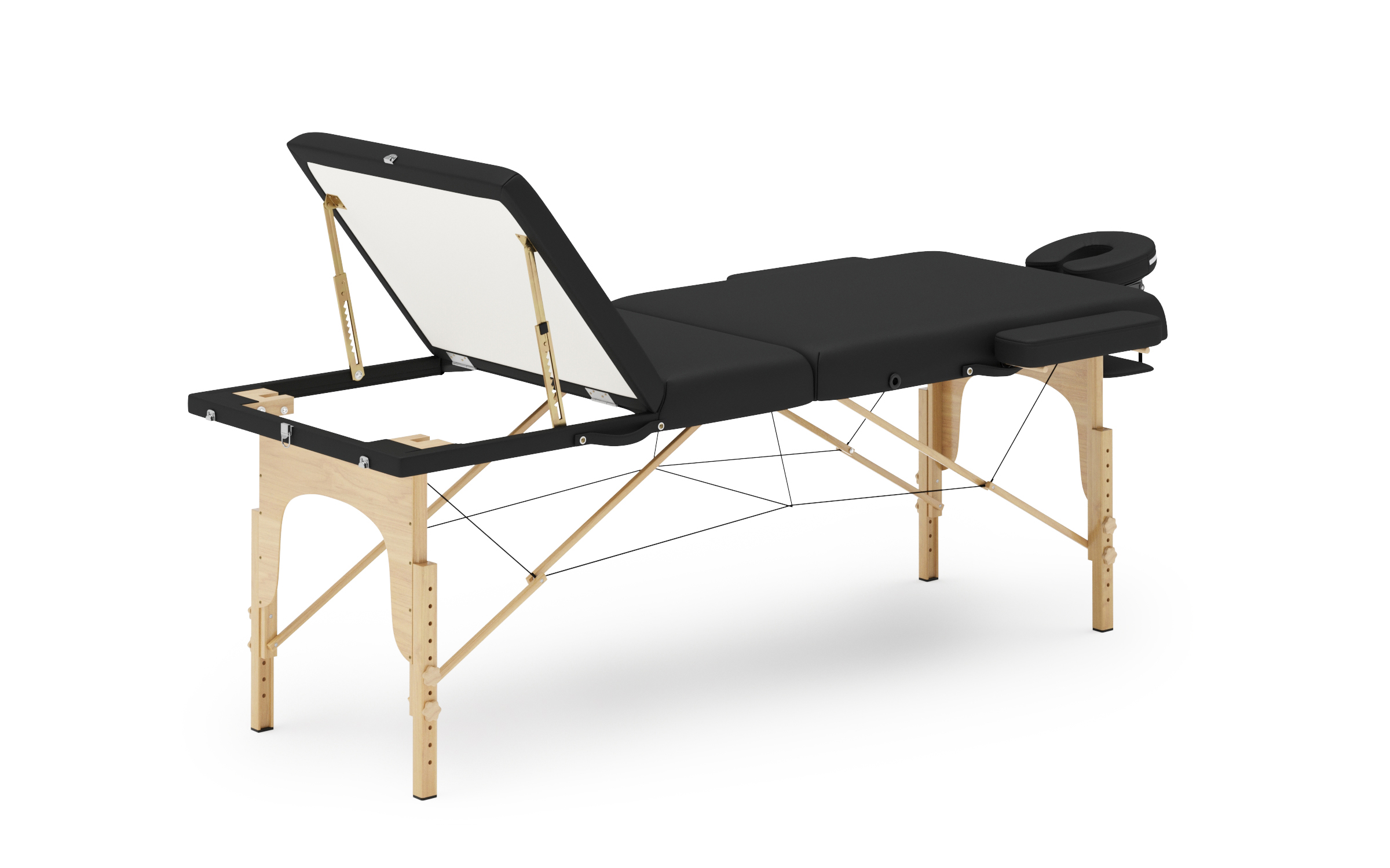 Massageliege 3-Zonen mit Lagerungsrollen schwarz