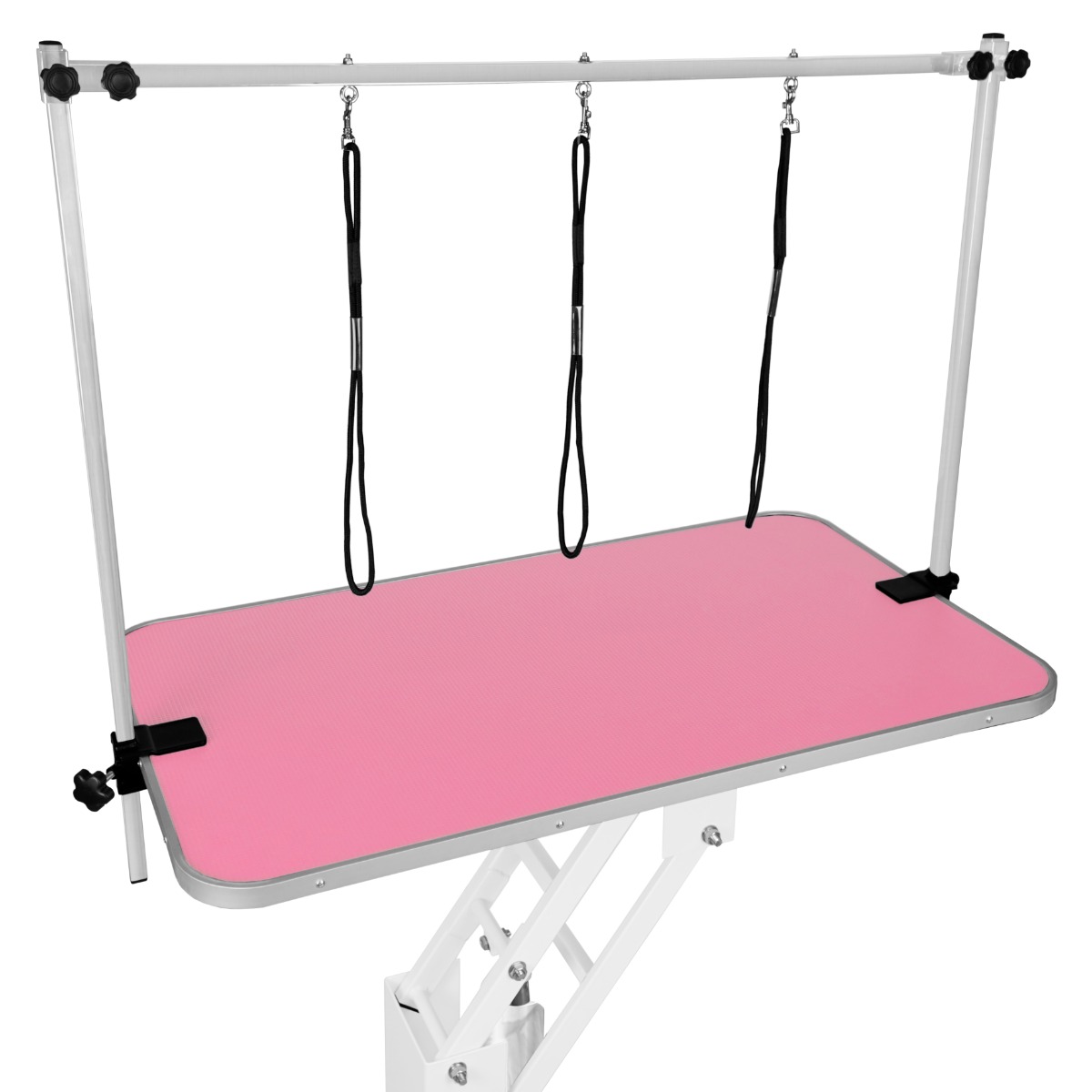 Mesa sanitária hidráulica branca com superfície rosa