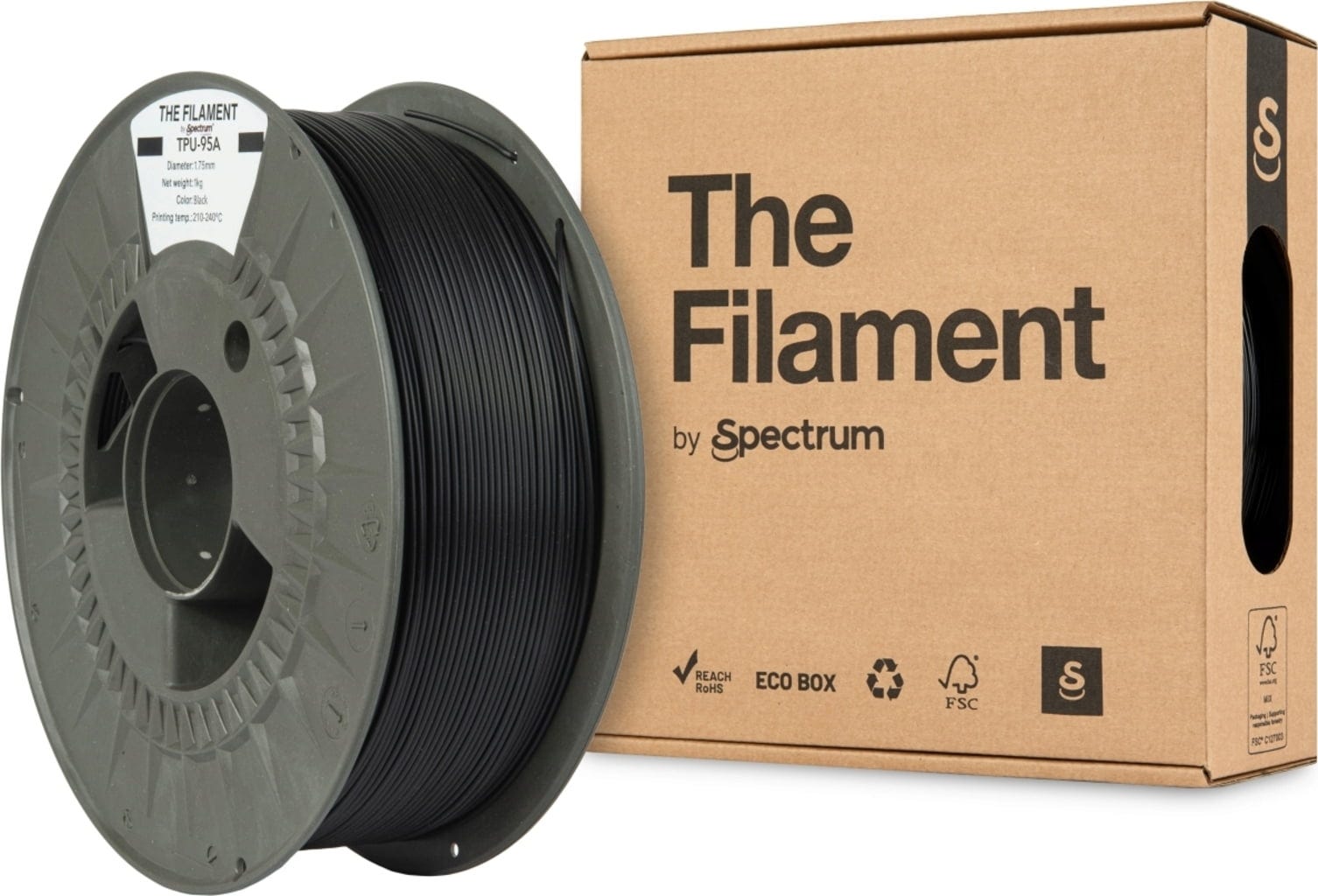 The Filament  TPU-95A Black, 1,75 mm / 1000 g    TPU mit Shore-Härte 95A für funktionale Anwendungen in Black