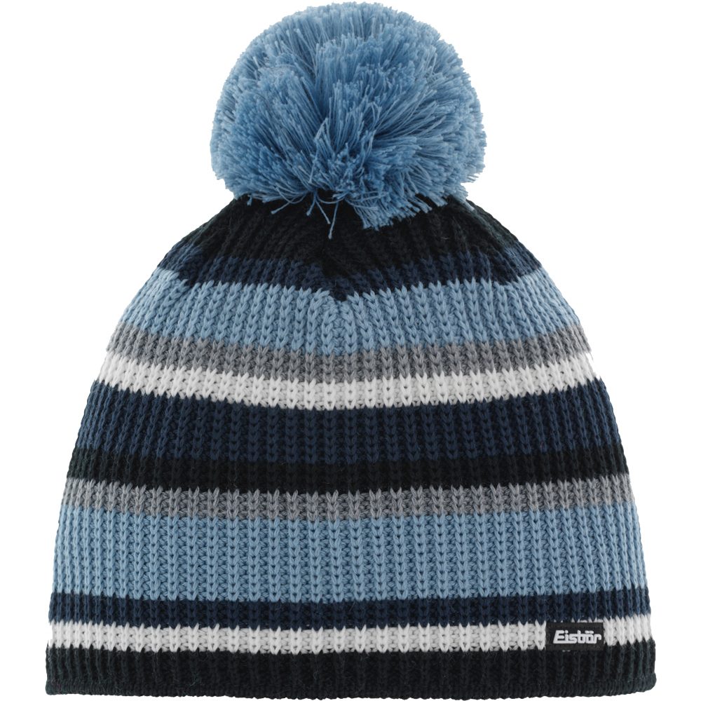 Eisbär Clip Pompon Mütze Kinder steel blue