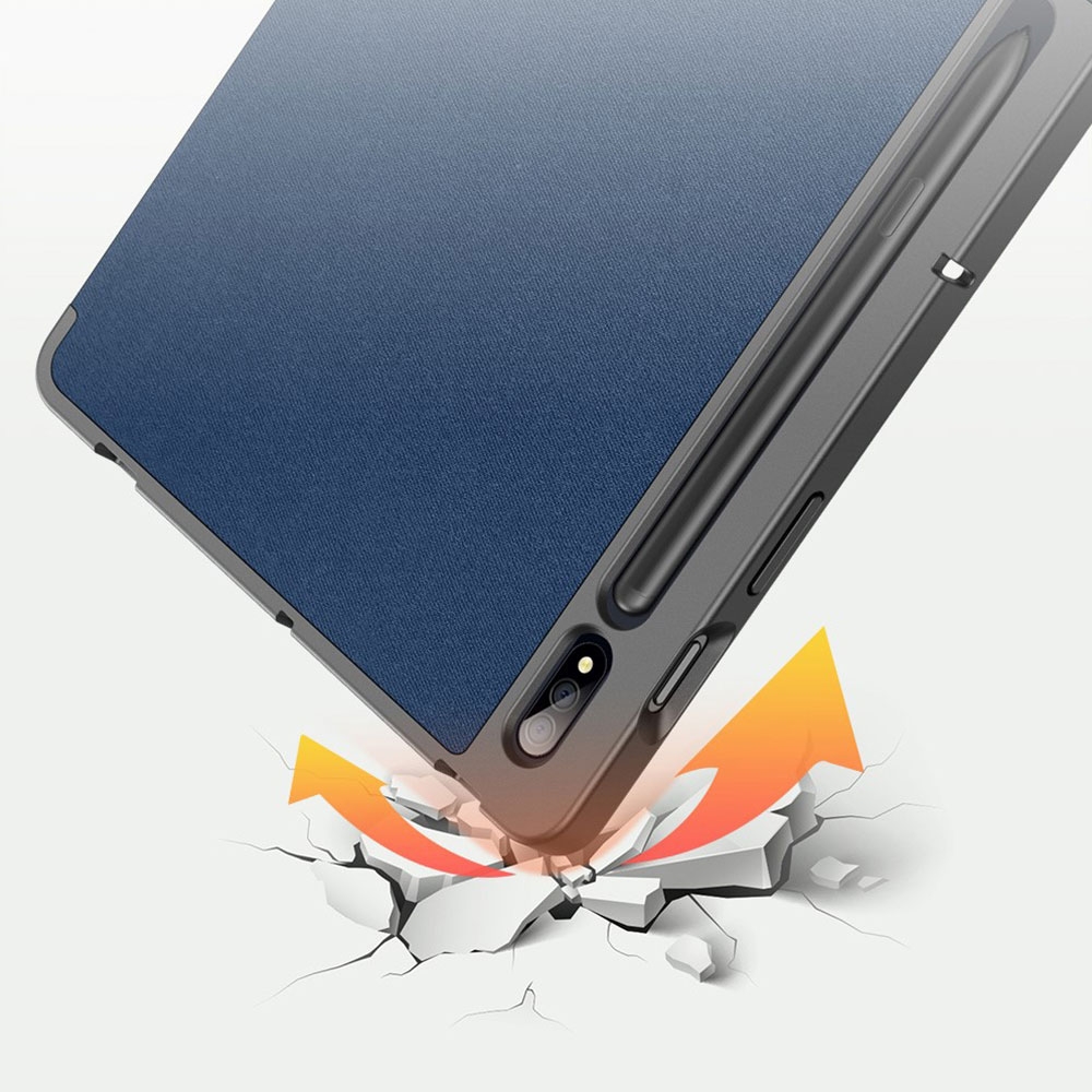 Samsung Galaxy Tab S8  Plus / Tab S7 FE 5G / Tab S7  Plus Tasche Smart Cover Hülle Stoff Design S-Pen Halterung - Dunkelblau