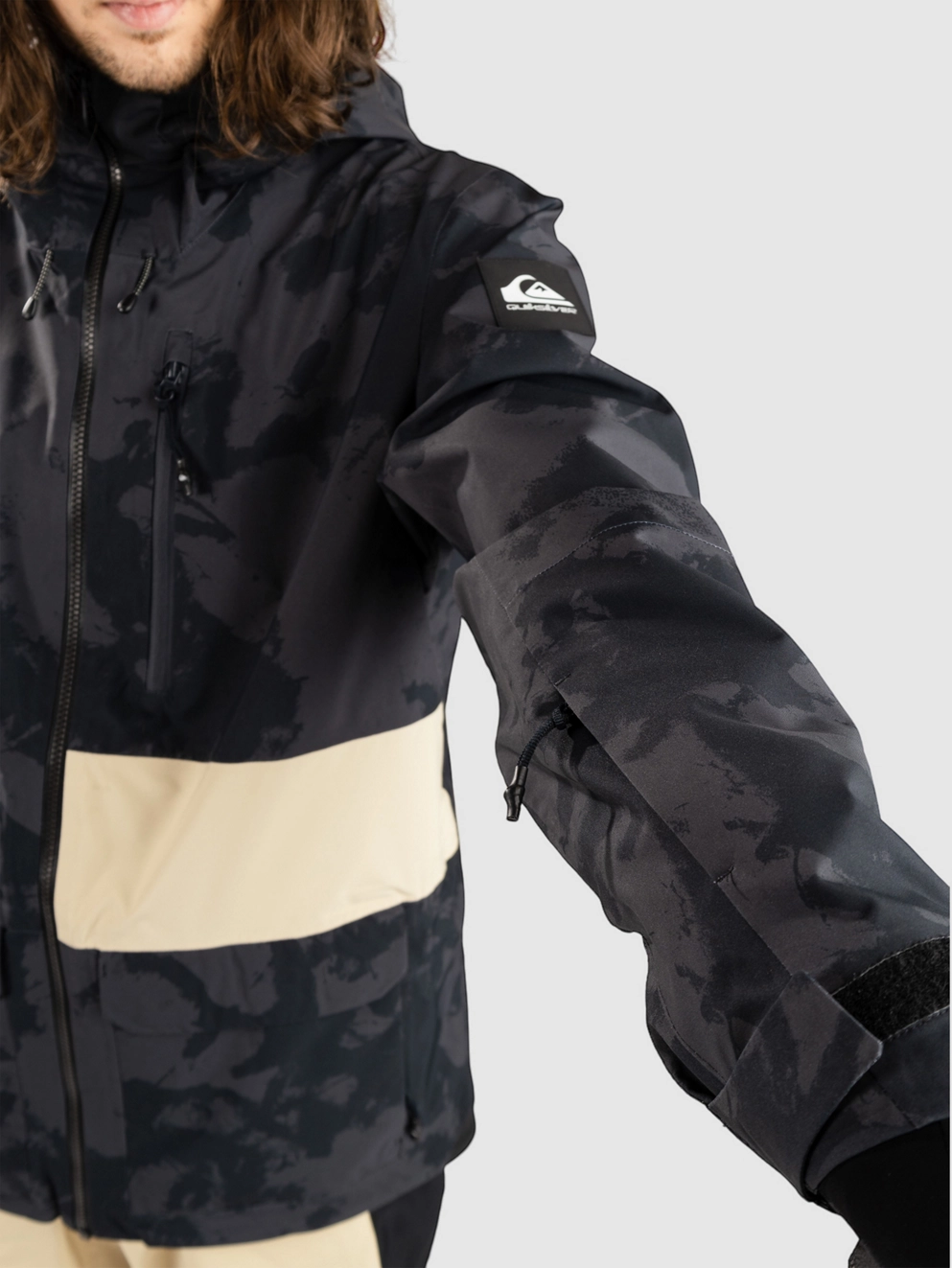 Quiksilver S Carlson Stretch Quest Jacket tie dye true black