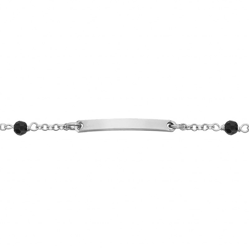 Bracelet identité enfant - Boules noires