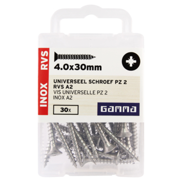 GAMMA schroef universeel platkop RVS 4.0x30 mm 30 stuks