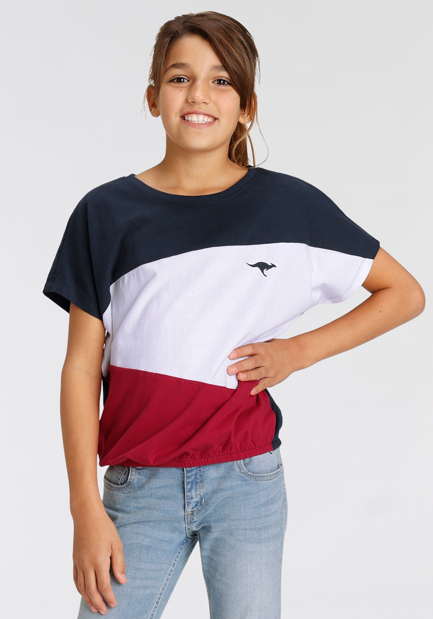 KangaROOS Fledermausshirt , kurzärmelig,  weit geschnitten,  mit peppigem Druck