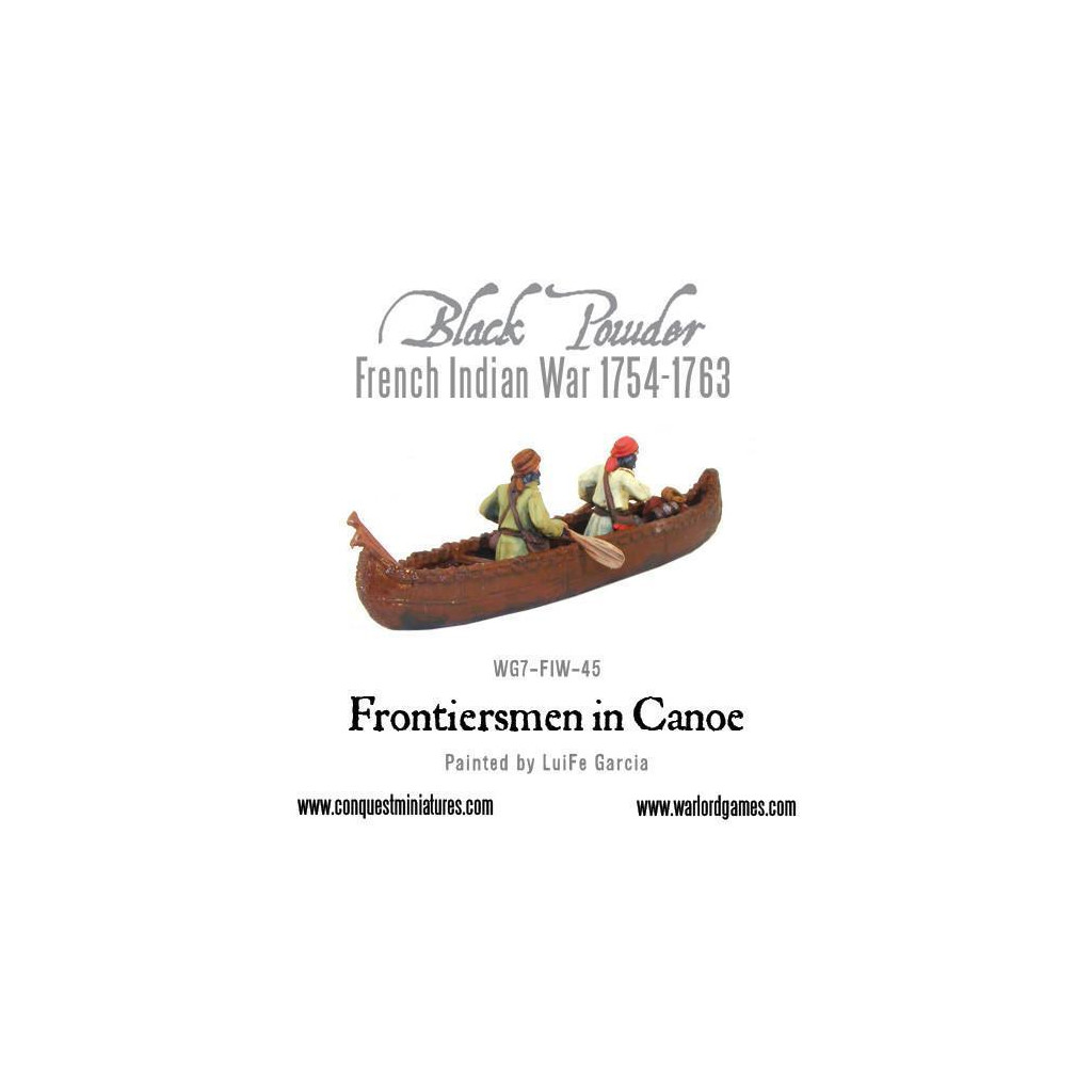 French-Indian War Frontiersmen in Canoe