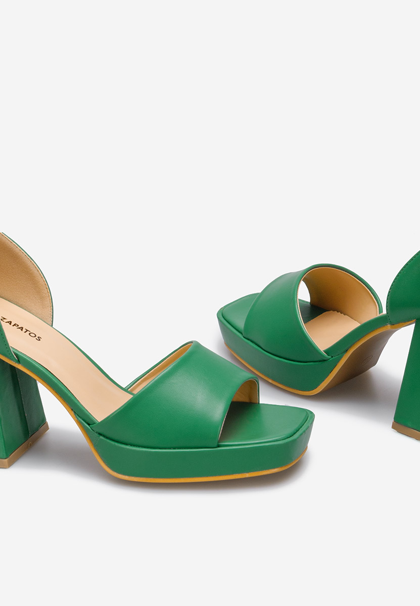 Sandales à talon épais verts Alexaria