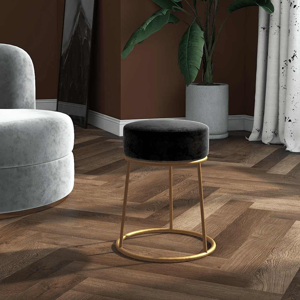 vidaXL Ronde kruk, zwart, bekleed met fluweel